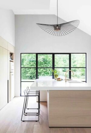 Modern Black Woven Chandelier, 31.5" Farmhouse Coastal Hat Pendant Light Fixtures Matte Black Handwoven Shade Boho Pendant Hanging Lamp for Kitchen Dining Room Bedroom Foyer Hallway - Image 9