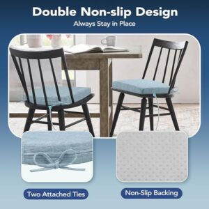 Chair Cushions for Dining Chairs, Non Slip Chair Pads with Ties and Washable Covers, Memory Foam Kitchen Chair Cushions Set of 6, 16"X16"X2.5", Light Blue - Image 5