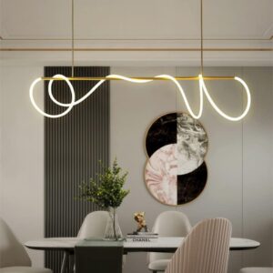 LightInTheBox Gold Chandelier Modern LED Linear Chandelier Nordic Creative Line Pendant Light Fixture for Dining Room Kitchen Island Living Room - Image 5