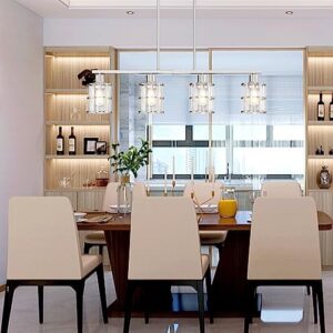 4 Light Kitchen Island Chandelier Brushed Nickel Finish Modern Pendant Light Ceiling Lighting Fixture Metal Clear Glass Dining Room Bar Café Kitchen Island - Image 7