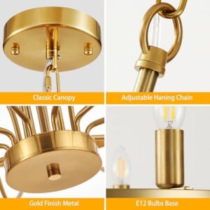 39.4" Modern Gold Chandelier Vintage 18-Lights Mid Century Modern Candle Style Chandelier Light Fixture Large Rustic Golden Chandelier for Dining Room, Kitchen Island, Living Room, E12 - Image 5