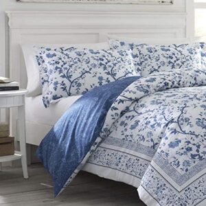 Laura Ashley - King Comforter Set, Cotton Bedding with Matching Shams & Bed Skirt, Stylish Home Decor (Charlotte Blue, King) - Image 4