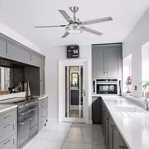 Ceiling Fan with Lights Remote Control, Modern Minimalist,6 Speeds 3 Color Dimmable Light, Brushed Nickel 52 Inch Stainless Steel 5 Blades for Kitchen Garage Dining Room(Silver) - Image 9