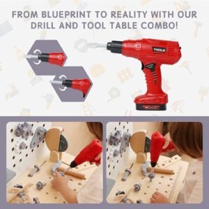 Wooden Kids Tool Bench with Electric Drill, Toddler Tool Bench with Storage Drawers and Platform, Toy Workbench Workshop with Play Tools Set for Boys and Girls, Perfect for Ages 3+ - Image 5
