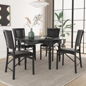 VECELO Folding Chairs Set of 4 with Cushion, Foldable Padded Seats with Heavy Duty Metal Frame for Kitchen/Dining/Living Room, No Assembly & Space Saving Design, Black - Image 7