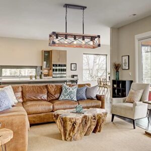 Farmhouse Kitchen Island Lighting, 5-Light Dining Room Light Fixture, Farmhouse Linear Chandelier with Solid Wood for Dining Room Kitchen Bar Pool Table - Image 7