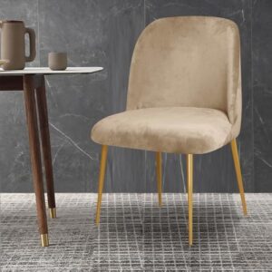 Gollense Velvet Curved Back Chair Covers for Dining Room Set of 4, Mid Century Modern Chair Slipcovers, Semi Circle Back Furniture Seat Protector for Kitchen Living Room (Camel) - Image 3