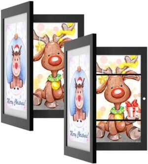Orionstar Kids Art Frames, Artwork Picture Frames Changeable with Stand, Front Opening Picture Display Frames Holds 100 Paper Pcs, Artwork Display Storage Frames for Children, Desk, Home and Office,