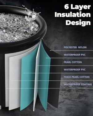 XL Ice Bath Tub for Athletes & Adults - 105 Gallons Ice Tub, Cold Plunge Tub with Cover for Indoor Outdoor, Ice Plunge Tub for Recovery & Cold Water Therapy - Black - Image 4