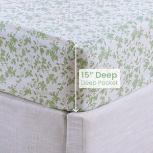 Printed Queen Comforter Set with Sheets, All Season Lightweight 7 Piece Bed in A Bag Comforter Set, Green Leaves Botanical Pattern Farmhouse Bedding Set - Image 7