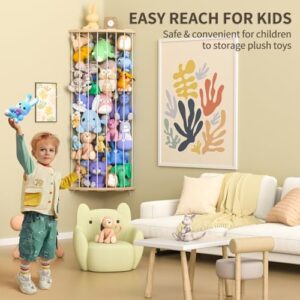 Stuffed Animal Storage Wood Corner Plush Toys Holder with Star Pattern, Length Adjustable Hanging Stuffed Animal Toy Organizer Shelf for Nursery Play Room Bedroom Kid Room - Image 4