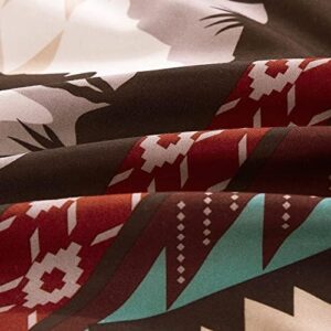 Chezmoi Collection Dune 7-Piece Southwestern Cowboys Aztec Comforter Set - Multicolor Teal Brown Beige Tan Red Printed Washed Microfiber Bedding, Queen - Image 7