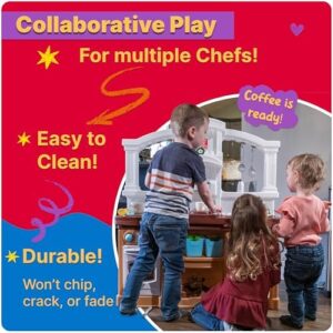 Step2 Fun with Friends Kids Kitchen Playset, Indoor/Outdoor Kitchenette, Interactive Play with Lights and Sounds, Durable Plastic, Includes 25 Piece Toy Accessories, Toddlers 2+ Years Old, Tan - Image 7