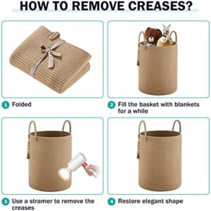 Jute Rope Laundry Hamper Basket by YOUDENOVA, 58L Tall Laundry Basket, Baby Nursery Hamper for Blanket Storage for Bedroom-Large-Jute - Image 8