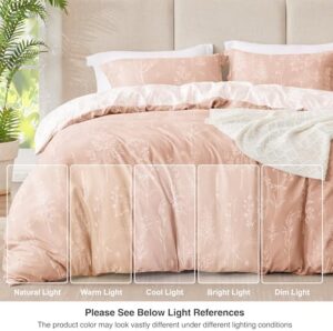 Love's cabin Dusty Rose Pink Full Size Comforter Set - Full Comforter Set, 3 Pieces Cute Floral Bedding Sets for All Seasons,1 Soft Reversible Botanical Flowers Comforter and 2 Pillow Shams - Image 5