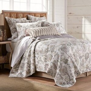 Levtex Home - Ophelia Quilt Set - Full/Queen Quilt and Two Standard Shams - Floral - Taupe Grey Cream Blush - Quilt (90x94in.) and Shams (20x26in.) - Reversible - Rayon/Cotton - Image 2