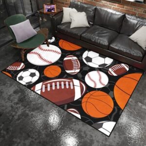 Sports Rug for Kids Room - Sports Rugs for Boys Bedroom American Football Basketball Carpet Rug for Kids Bedroom Football Basketball Floormats Sports Kids Home Decor Baseball Carpet, 3x4 Feet - Image 5
