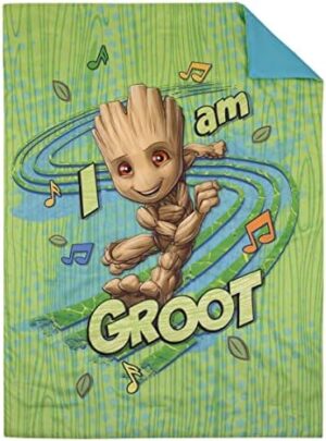 Marvel Guardians of The Galaxy I Am Groot Green and Blue 4 Piece Toddler Bed Set - Comforter, Fitted Bottom Sheet, Flat Top Sheet, and Reversible Pillowcase - Image 2