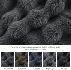 YIKUSH Fluffy Comforter Set Queen - Super Soft Dark Grey Faux Fur Comforter Bed Set, Warm Fuzzy Bedding Set for Winter (1 Comforter, 2 Pillowcases) - Image 6