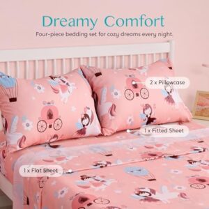 Joiedomi Kids Full Sheet Set Princess & Unicorn - 4 Piece Soft Microfiber Bed Sheets - Deep Pocket Wrinkle Free, Cozy Toddler Bedding Set, Fade Resistant Breathable for Boys Girls Teens - Image 3