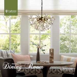 17" Modern Black Crystal Sputnik Chandelier for Dining Living Room Glam Luxury Petal Hemisphere Chandelier 7-Light for Foyer Hallway Elegant Pendant Ceiling Light Fixture for Kitchen Bedroom - Image 3