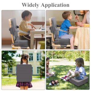 Toddler Booster Seat for Dining Table, Non-Slip Kitchen Chair Booster Seat with Backrest and Adjustable Straps, Portable PU Waterproof Travel Baby Booster Seat Increasing Cushion - Image 6
