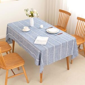 SIELUNO Rectangle Table Cloth Rustic Farmhouse Tablecloth Heavy Duty Cotton Linen Waterproof Wrinkle Free Table Cloths for Kitchen and Dining Room-Hollow Blue-Rectangle, 54"x102", 8-10 Seats - Image 4