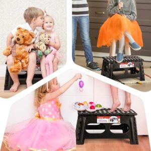 ACSTEP Folding Step Stool,15-Inch Extra Wide 9Inch Height Heavy Duty Stepping Stool More Safe and Comfortable Non Slip Foldable Step Stool for Kids and Adults Black - Image 7