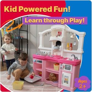 Step2 Fun with Friends Kids Kitchen Playset, Indoor/Outdoor Kitchenette, Interactive Play with Lights and Sounds, Durable Plastic, Includes 25 Piece Toy Accessories, Toddlers 2+ Years Old, Tan - Image 3