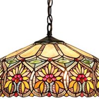 Capulina Tiffany Pendant Light 2 Light 16 Inches Wide Sunflower Pattern Stained Glass Hanging Lamp for Dining Room Kitchen Island Home Office