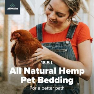 All Walks 18.5L 100% Natural Hemp Bedding - Odor Control, Dust-Free, Chemical-Free, for Chicken Coops, Hamsters, Rabbits & Small Animals, Biodegradable, Made in USA, Highly Absorbent - Image 2
