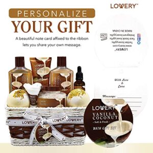 Bath and Body Gift Basket For Women and Men – 9 Piece Set of Vanilla Coconut Home Spa Set, Includes Fragrant Lotions, Extra Large Bath Bombs, Coconut Oil, Luxurious Bath Towel & More - Image 8