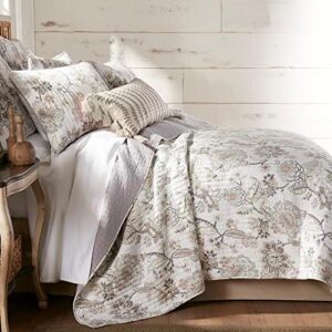Levtex Home - Ophelia Quilt Set - Full/Queen Quilt and Two Standard Shams - Floral - Taupe Grey Cream Blush - Quilt (90x94in.) and Shams (20x26in.) - Reversible - Rayon/Cotton - Image 3