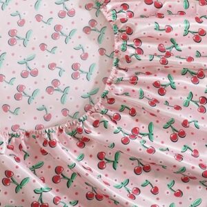 Betsey Johnson - King Bed Sheets, Super Soft Luxurious Satin Bedding Set with Matching Pillowcase, Smooth & Silky (Cherry Good Day Pink, King) - Image 3