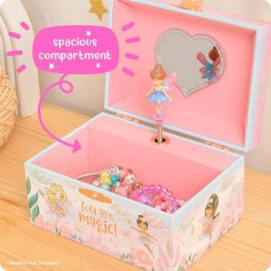 Giggle & Honey Musical Fairy Jewelry Box for Girls - Kids Music Box with Spinning Fairy and Mirror, Princess Birthday Gifts for Little Girls, Childrens Jewelry Boxes for Ages 3-10 - 6 x 4.7 x 3.5 in - Image 6