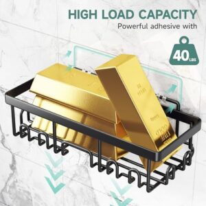 Veken Stainless Steel Shower Caddy 6-Pack, No Drilling & Rustproof, Waterproof Adhesive Shelves Rack with Soap Holder, Large Capacity Bathroom Organizers and Storage, Wall-Mounted Kitchen & Home Decor - Image 3