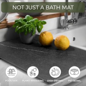 Stone Bath Mat, 23.7 x 15.4 inches, Quick Dry & Non-Slip Diatomaceous Earth Bath Mat for Bathroom and Kitchen (Black Marble) - Image 7