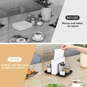Napkin Holder for Table, Metal Napkin Holder with Salt and Pepper Shakers Caddy, Standing Paper Napkin Storage for Kitchen Dining Table Decor, Black - Image 7