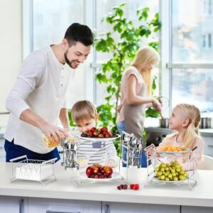 Sorbus Buffet Caddy — 7-Piece Stackable Set Includes Plate, Napkin, and Silverware Holder, 3-Tier Detachable Tabletop Organizer Ideal for Kitchen, Dining, Entertaining, Parties, Thanksgiving (Silver) - Image 2