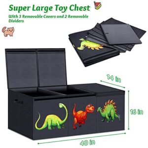 Toy Chest for Boys, Toy Boxes for Kids Extra Large, Toy Box for Boys Girls, Collapsible Sturdy Kids Toy Storage Organizer Boxes Bins Baskets for Nursery, Playroom, Bedroom (Dinosaur Pattern) - Image 2