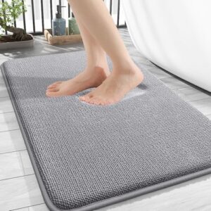 OLANLY Thick Memory Foam Bath Mat Rug 30x20, Extra Soft Absorbent Bathroom Rugs, Quick Dry Bath Mats, Non-Slip, Machine Washable Carpet for Bathroom, Tub and Shower, Home Decor Accessories, Grey