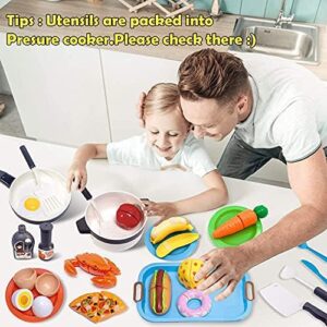 Kids Kitchen Toy Cookware with Play Food Toy Set,Kitchen Play Accessories with Pots and Pans,Cutting Food Toy Utensils,Play Dishes Learning Toys Gift for Toddlers Boys Girls(72 PCS) - Image 6