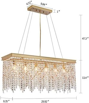 Q&S Gold Chandeliers Luxury Modern Crystal Chandelier Light Fixtures for Dining Room Kitchen Island Living Room L30 6-Lights UL Listed - Image 3