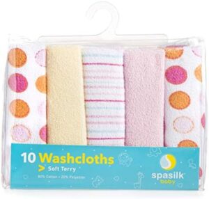 Spasilk Baby 10 Pack Soft Terry Bath Washcloth Wipes - Image 2