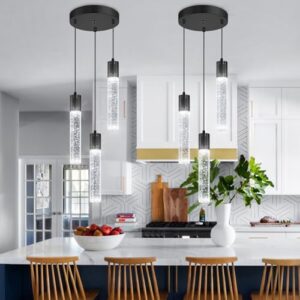 3-Lights Pendants Light for Kitchen Island Chandeliers Dining Room Pendant Lighting Fixture Bubble Crystal Ceiling Hanging Lights Bedroom Island Kitchen 6000K White Light Fixtures Black - Image 6