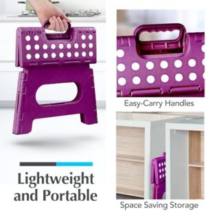 Handy Laundry Folding Lightweight Step Stool is Sturdy Enough to Support Adults and Safe Enough for Kids. Opens Easy with One Flip. Great for Kitchen, Bathroom or Bedroom. (Purple) - Image 7