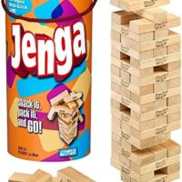 Hasbro Gaming Jenga Wooden Blocks Stacking Tumbling Tower Game | Party Games for Kids & Families | Easter Basket Stuffers | Ages 6+ (Amazon Exclusive)