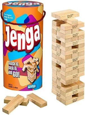 Hasbro Gaming Jenga Wooden Blocks Stacking Tumbling Tower Game | Party Games for Kids & Families | Easter Basket Stuffers | Ages 6+ (Amazon Exclusive)
