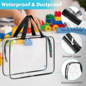 4 Pack Toy Storage Bags, Clear PVC Toy Organizer Bags with Zipper, Large Black Waterproof Reusable Toy Bags with Labels for Puzzles, Building Blocks, Board Game, Stationery, Kids Books - Image 3