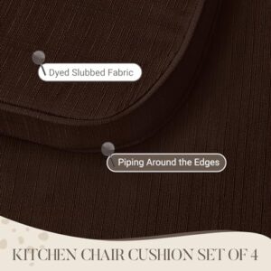 Basic Beyond Chair Cushions for Dining Chairs 4 Pack, D-Shaped Kitchen Chair Cushions with Ties Set of 4, 2.5" Thick Seat Cushions for Dining Room/Kitchen Chairs, 17" x 16", Brown - Image 6